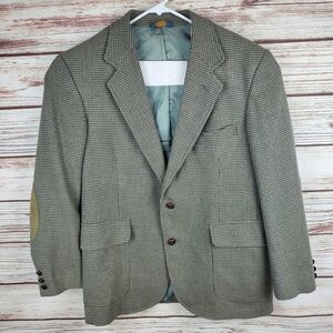 Pendleton Mens Size 40 Vtg 100% Wool Green Houndstooth 2-Button Blazer Jacket